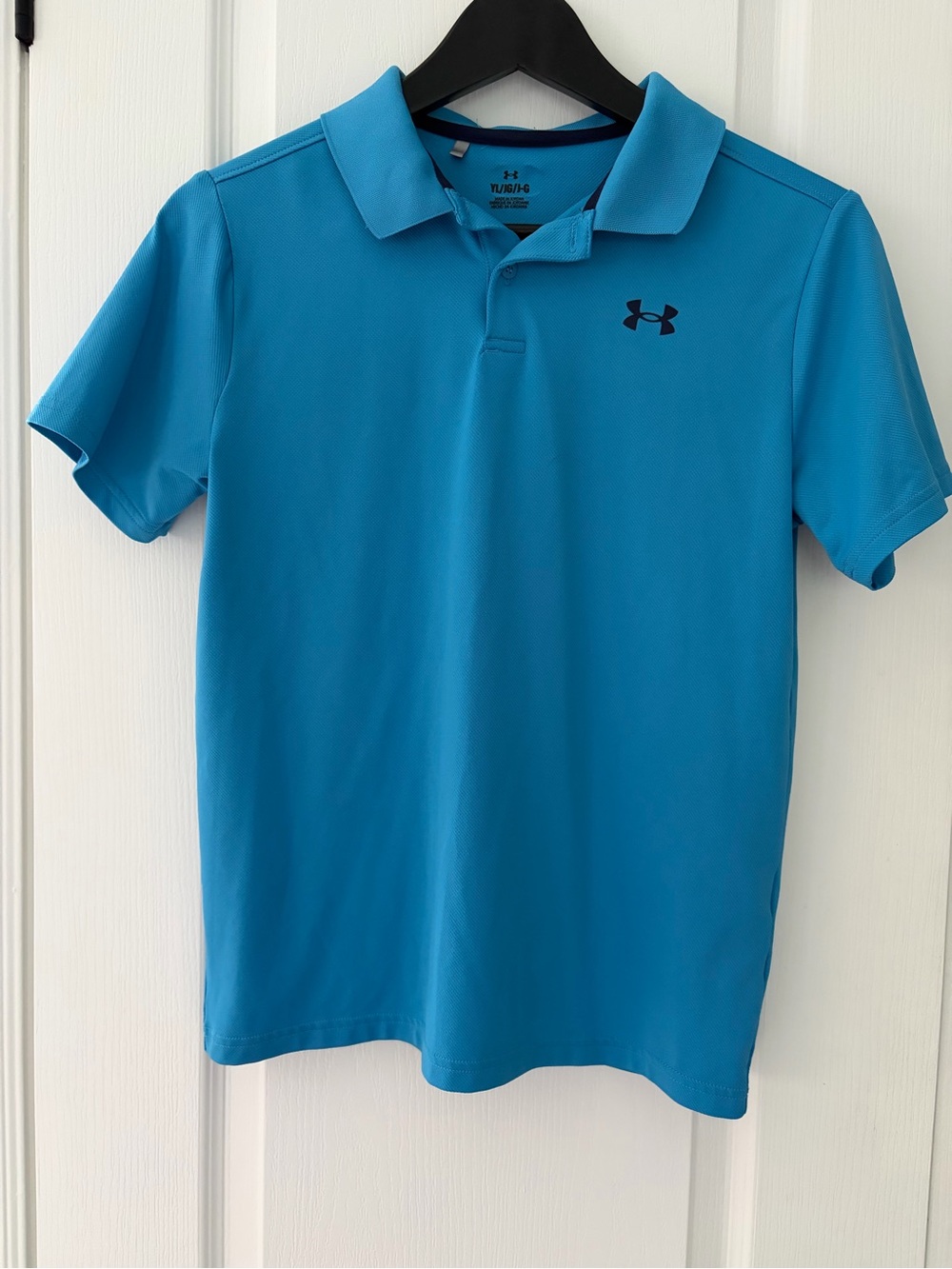 Under Armour Boys Polo in Bright Teal with Black Logo